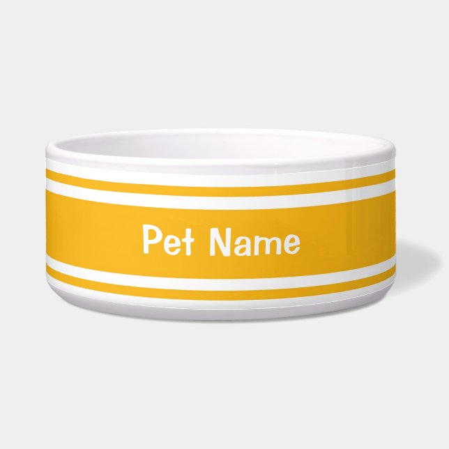 Personalised Coastal Sunshine Ceramic Pet Bowl (Front)