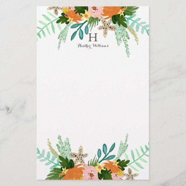 Personalised | Coastline Floral Stationery (Front)
