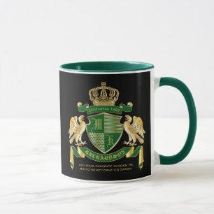 Personalised Coat of Arms Green Gold Eagle Emblem Mug