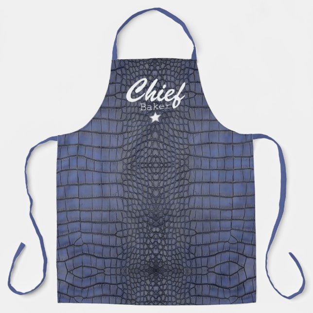 Personalised Cobalt Alligator Texture Print Apron (Front)