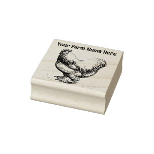 Personalised Cochin Rooster Chicken Farm Rubber Stamp