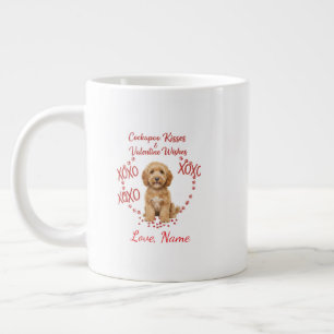 Personalised Cockapoo Kisses Valentine Wishes Large Coffee Mug