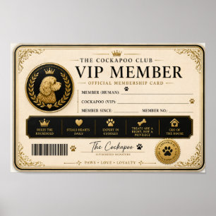 Personalised Cockapoo Membership Card Gift Poster