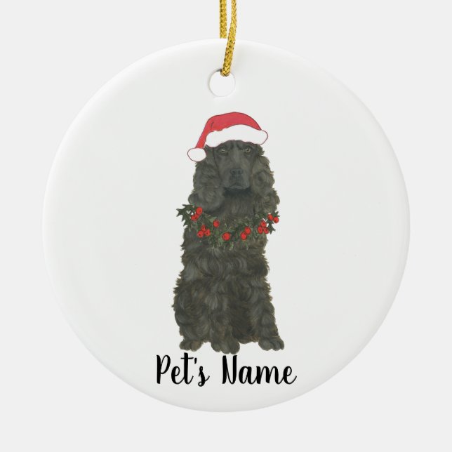 Personalised Cocker Spaniel (Black) Ceramic Tree Decoration (Front)