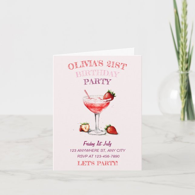 Personalised Cocktail Birthday Invitation (Front)