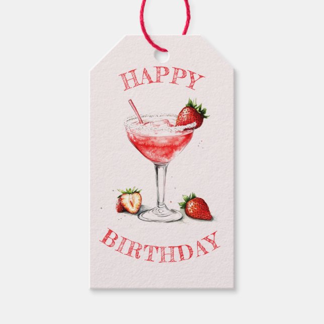 Personalised Cocktail Birthday Party Gift Tag (Front)