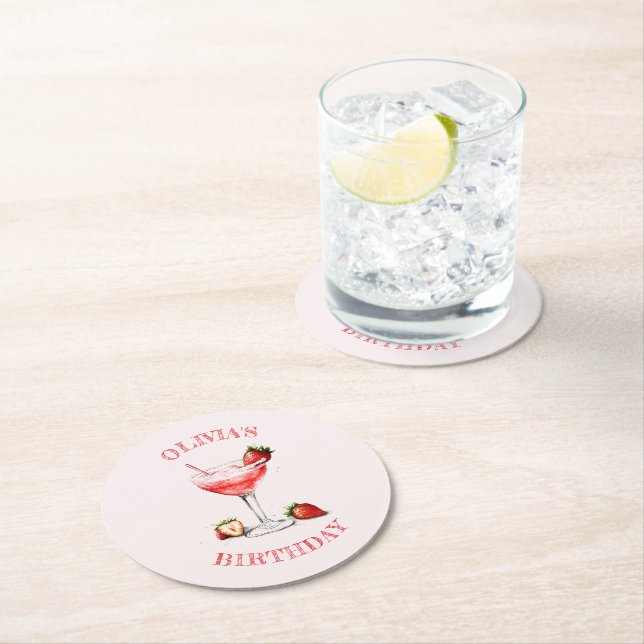 Personalised Cocktail Birthday Party Paper Coaster (Insitu)