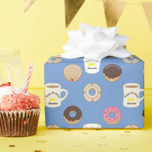 Personalised Coffee and Doughnuts Wrapping Paper