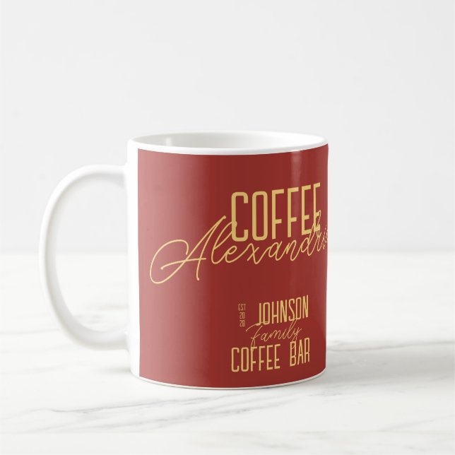 Personalised Coffee Bar Rustic Typography Coffee Mug (Left)