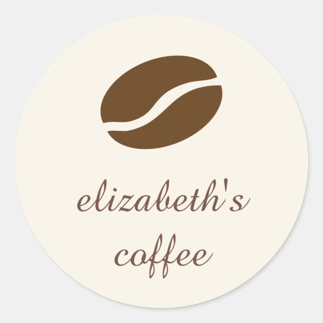 Personalised coffee bean classic round sticker (Front)