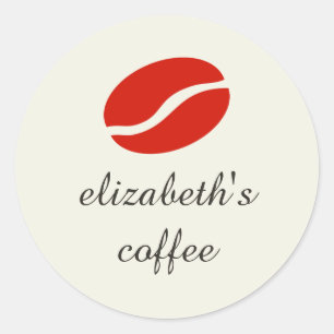 Personalised coffee bean classic round sticker