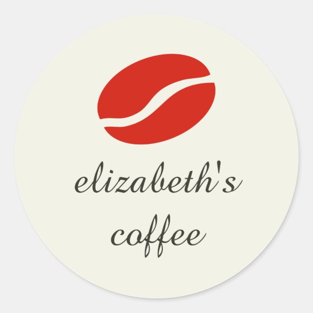 Personalised coffee bean classic round sticker (Front)