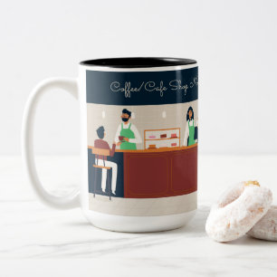 Personalised Coffee Cafe Shop Two-Tone Coffee Mug