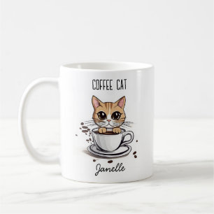 Personalised Coffee Cat Design Mug