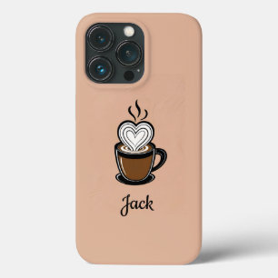 Personalised Coffee Cup with Heart Foam iPhone 13 Pro Case