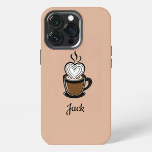 Personalised Coffee Cup with Heart Foam iPhone 13 Pro Case