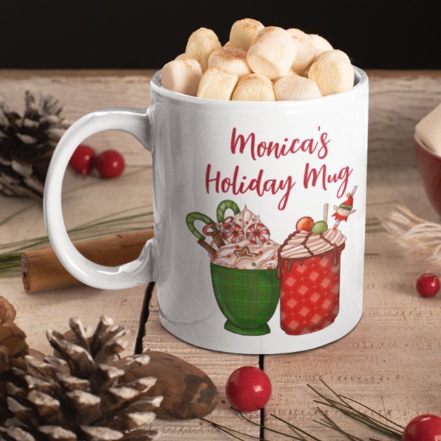 Personalised Coffee Espresso Watercolor Christmas Mug (Creator Uploaded)