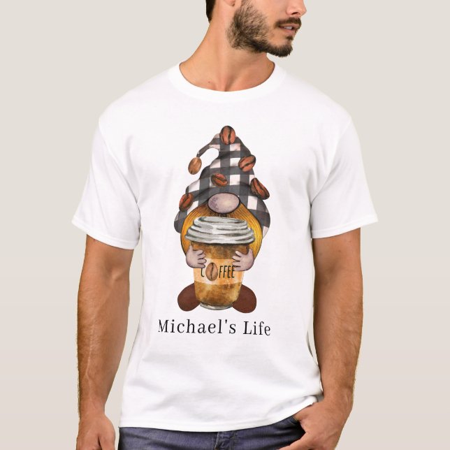 Personalised Coffee Gnome T-Shirt (Front)