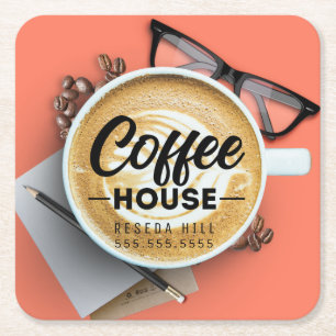 Personalised Coffee House Square Paper Coaster