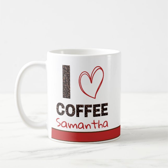 Personalised Coffee Lover Custom Name Design Mug (Left)