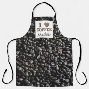 Personalised Coffee Lover Kitchen Apron Beans