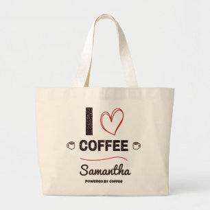 Personalised Coffee Lover Name Design Large Tote Bag