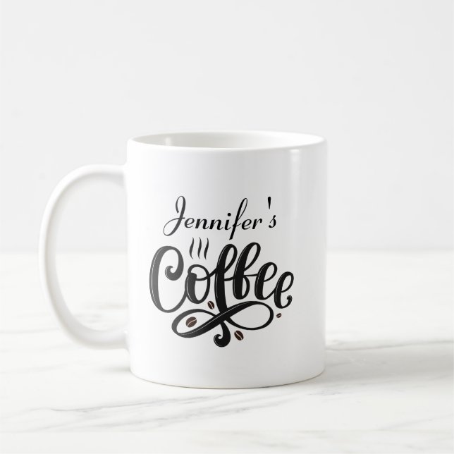Personalised Coffee Mug, Custom Bistro Cup, Engrav Coffee Mug (Left)