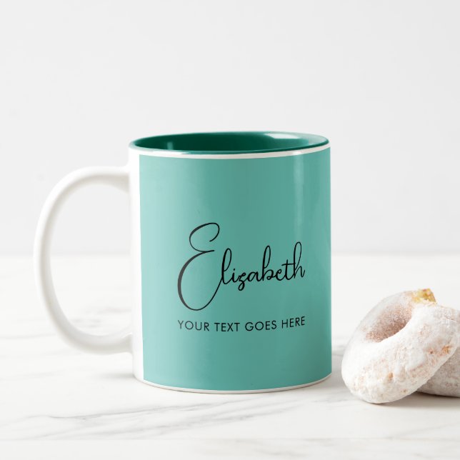 Personalised Coffee Mug Handwritten Name Text (With Donut)