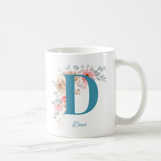 Personalised Coffee Mug with Name & Alphabet D (Right)