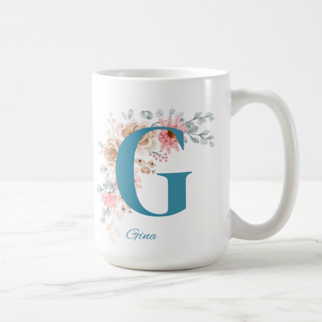 Personalised Coffee Mug with Name & Alphabet G (Right)