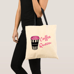 Personalised Coffee Queen Striped Cup Tote