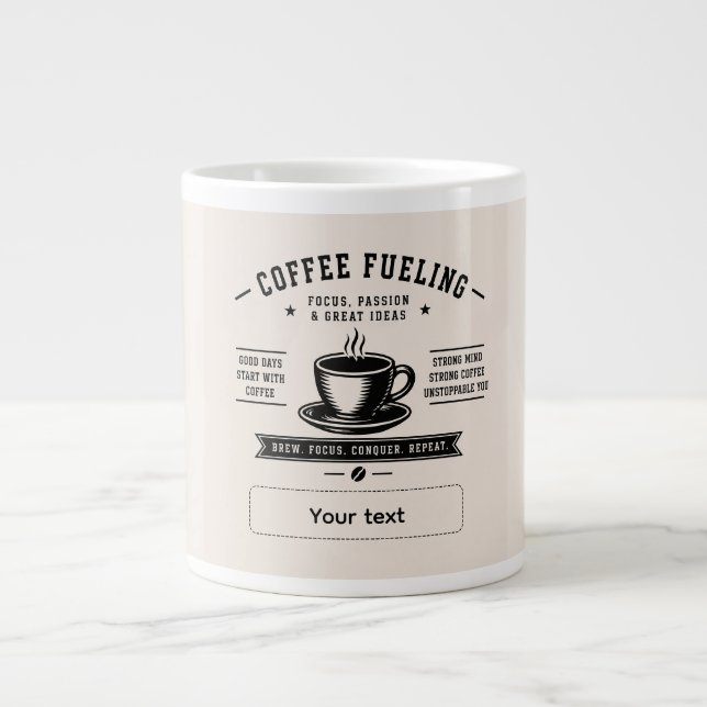 Personalised Coffee Quote Design – Custom Name Large Coffee Mug (Front)