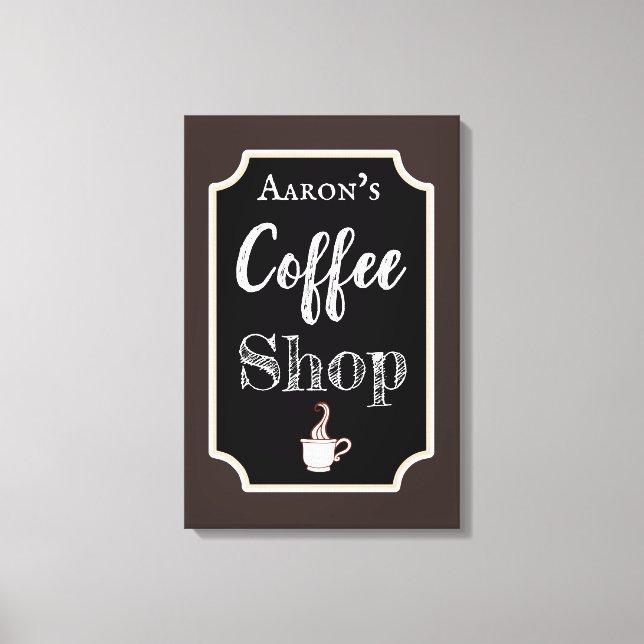 Personalised Coffee Shop Art Canvas Print (Front)