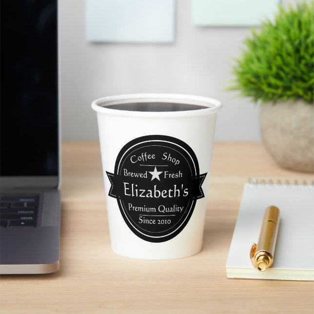 Personalised coffee shop logo coffee  paper cups (Insitu)