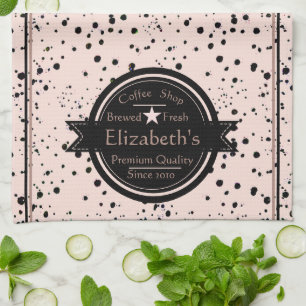 Personalised coffee shop logo kitchen towel