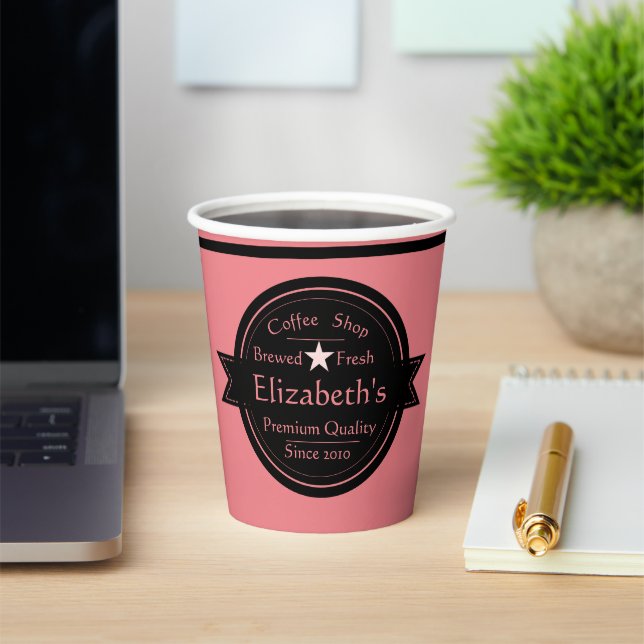 Personalised coffee shop logo Paper cup (Insitu)