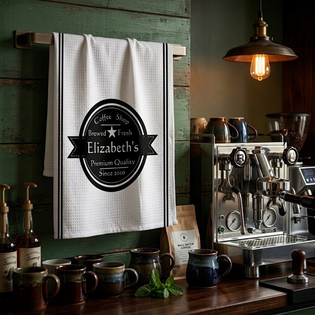 Personalised coffee shop logo  tea towel (Creator Uploaded)