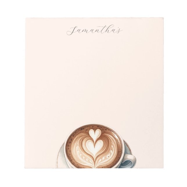 Personalised Coffee-Themed Notepad with Latte (Front)