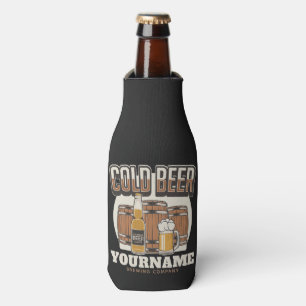 Personalised Cold Beer Oak Barrel Brewery Brewing  Bottle Cooler
