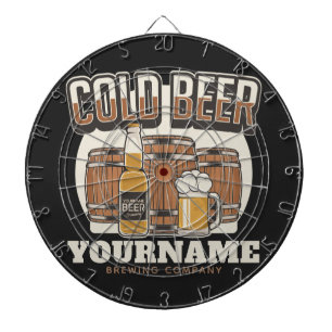 Personalised Cold Beer Oak Barrel Brewery Brewing Dartboard