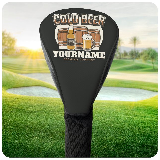 Personalised Cold Beer Oak Barrel Brewery Brewing  Golf Head Cover (Creator Uploaded)