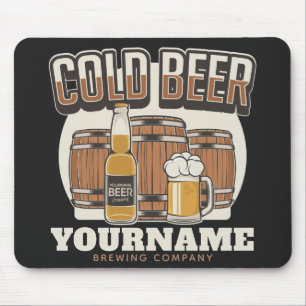 Personalised Cold Beer Oak Barrel Brewery Brewing Mouse Mat
