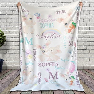 Personalised Collage Name Bunnies Sherpa Blanket