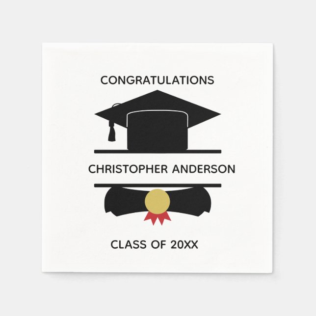 Personalised College Graduation Cap Diploma Napkin (Front)