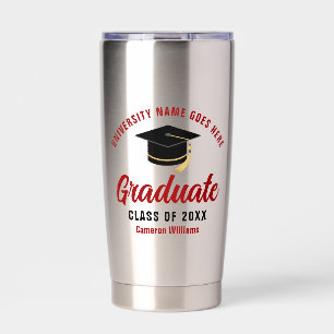 Personalised College Graduation Red Graduate Name Insulated Tumbler