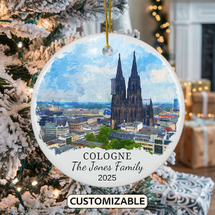 Personalised Cologne Ornament, Germany Gift Ceramic Tree Decoration