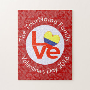 Personalised Colombian Red LOVE Flag Jigsaw Puzzle