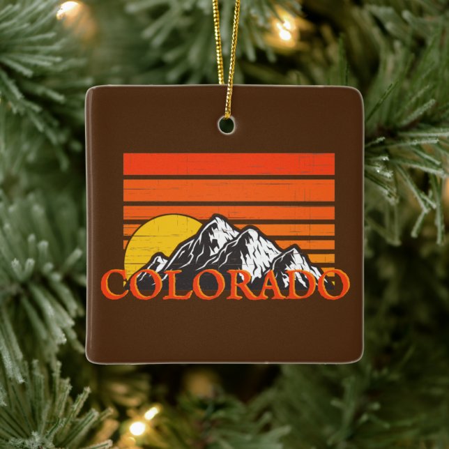 Personalised Colorado Mountain Sunset Christmas Ceramic Ornament (Tree)