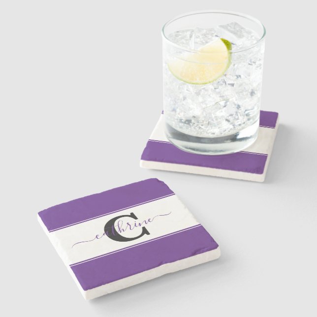 Personalised colorblock  stone coaster (Side)