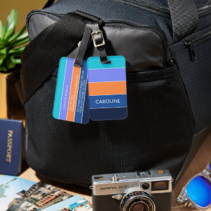 Personalised Colorblock Stripes Lines Art Pattern Luggage Tag